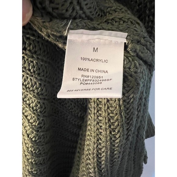 Pinque Green long sleeve Open front Braided back Womens Cardigan Size Medium - Picture 4 of 5